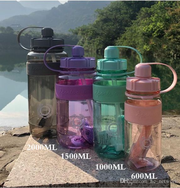 

2000ml water bottle with wide mouth leak-proof bpa-sports plastic bottles for sport outdoor travel creative