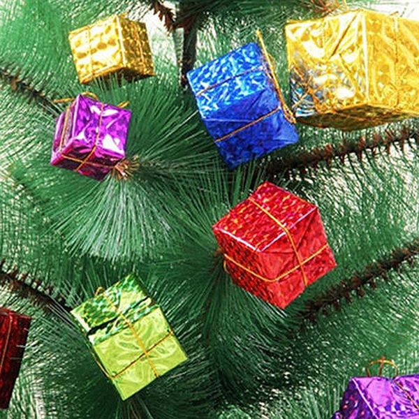 

12pcs/lot christmas tree hanging mini 2.5cm square foam gift box pendants drop ornaments xmas decoration kids play#50