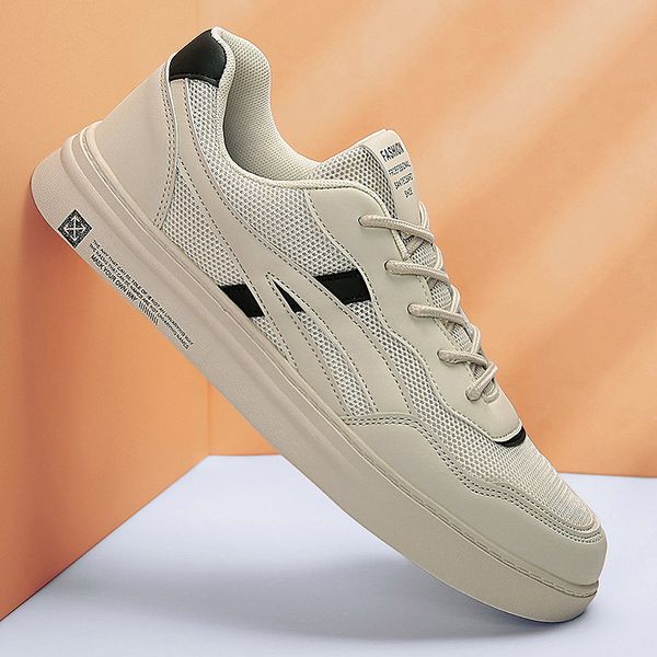 

four seasons моды flat популярный стиль для мужчин отдыха, удобная и дышащая спортивная обувь на шнуровке мужская обувь свет, Black