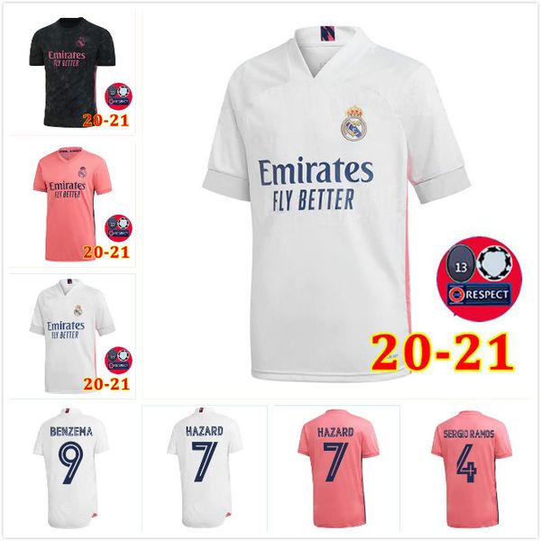 

20 21 real madrid hazard soccer jersey 2020 2021 real madrid jerseys benzema sergio ramos kroos 19 20 football jerseys maillot real m, Black