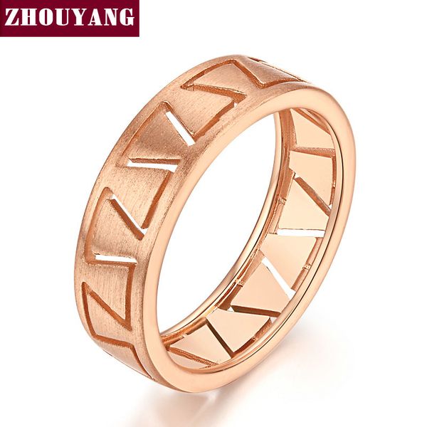 

fashion design mysterious triangle wire drawing process rose gold color ring full sizes zyr374 zyr375, Golden;silver
