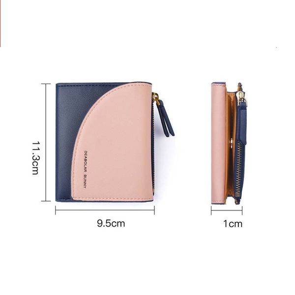 

lady`s purse wallet womem wallets fold high large capacity zipper card change bag simple fashion convenience botton purses, Red;black