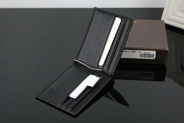 

men genuine leather money clips wallet male brand card & id holder dollar clip credit card case bag 2017 new arrivals fashion purse travel, Black