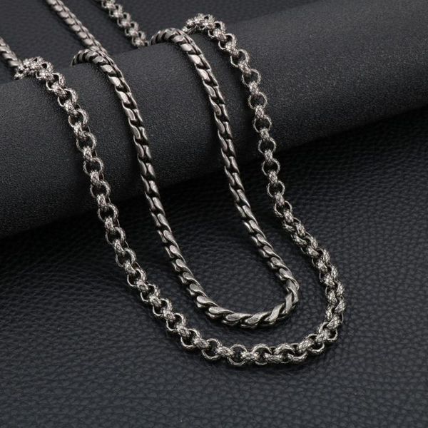 

5/7mm width vintage punk o chains thick stainless steel necklaces personality long keel chain necklace for men jewelry, Silver