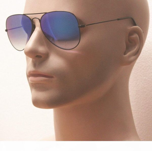 

new arrive ,sibylmerchant supply black frame blue gradient flash lens,002 4o large black metal color glass mirror women traveling sunglasses, White;black