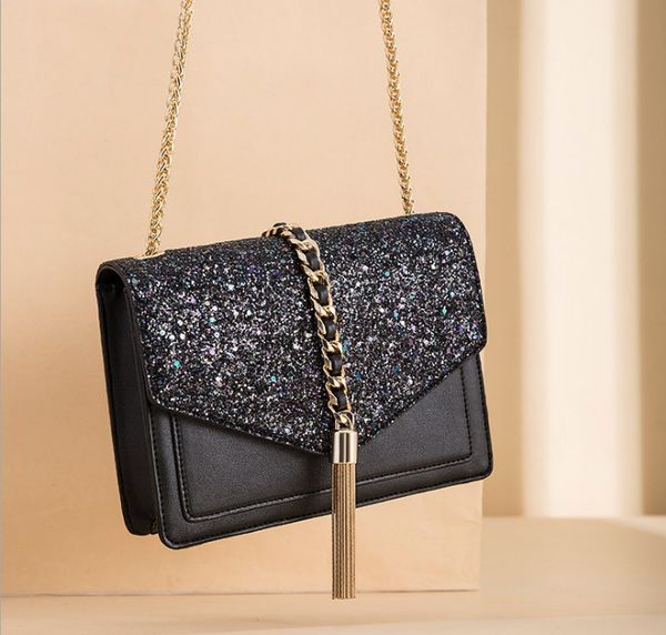 

fashion small bag female new style elegant temperament tassel casual wide shoulder strap messenger shoulder bag