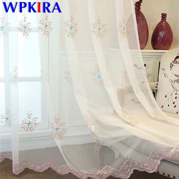 

embroidered flower curtain tulle for livingroom volie sheer curtains bedroom transparent kitchen sheer window drapes x-m250#30