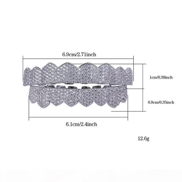 

geometric gold plated zircon teeth grillz dental grillz teeth caps body jewelry women men fashion vampire cosplay accessories wholesale, Black