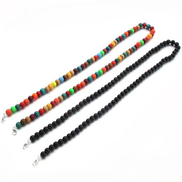 

7 style mask beads extension chain wood pendant necklaces round bead necklace jewelry wooden beads decor face mask holder wholesale dhd1286, Silver