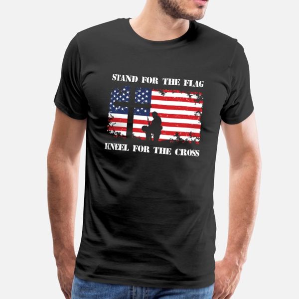 

stand for the flag kneel for the cross veteran t shirt men designer tee shirt o-neck original graphic fashion summer style unique shirt