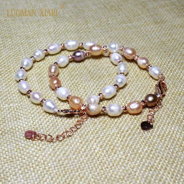 

wholesale rose gold color pearl bracelet love charms lobster clasp bracelet jewelry for women girlfriend gift, Golden;silver