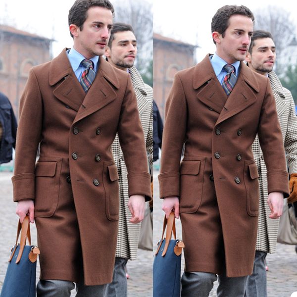 Autunno Inverno Cappotto lungo da uomo Abito doppio petto Abiti da sposo da sposo Groomsmen Giacca da cerimonia formale da ballo di fine anno Solo un pezzo