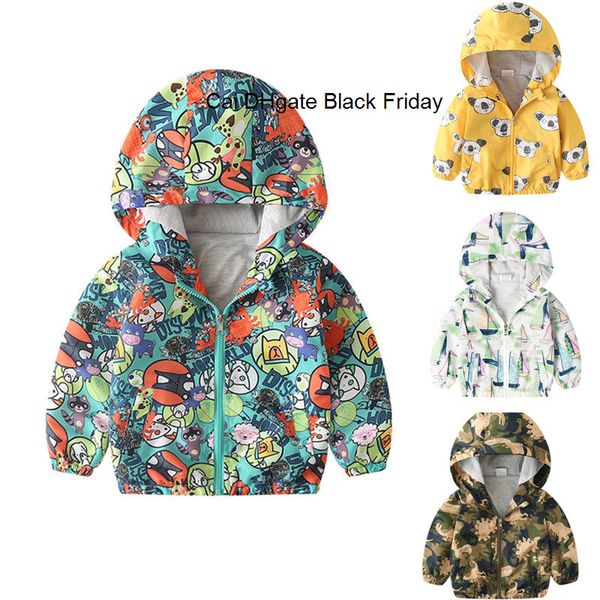 

new spring autumn child clothing 2-6y baby kids cartoon print jackets boys girls casual coat toddler waterproof outerwear
