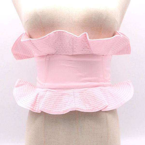 

fashion sweet lady 3d ruffle lace waistband women wide belt zipper cummerbunds skirt dress decorate corset belt accessories, Black;brown