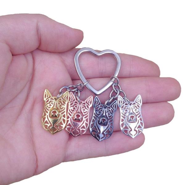 

2020 australian cattle dog animal cute gold silver plated keychain for bag women men girls female k197