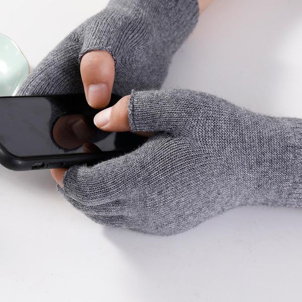 

перчатки короткие женщины кашемир теплый мужчины наручные вязаная finger шерстяные fingerless sparsil зимние перчатки stretch половина unise, Black