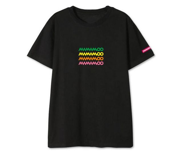 

women's t-shirt summer arrival mamamoo logo 3 colors printing o neck short sleeve t shirt for moomoo kpop fashion loose, White