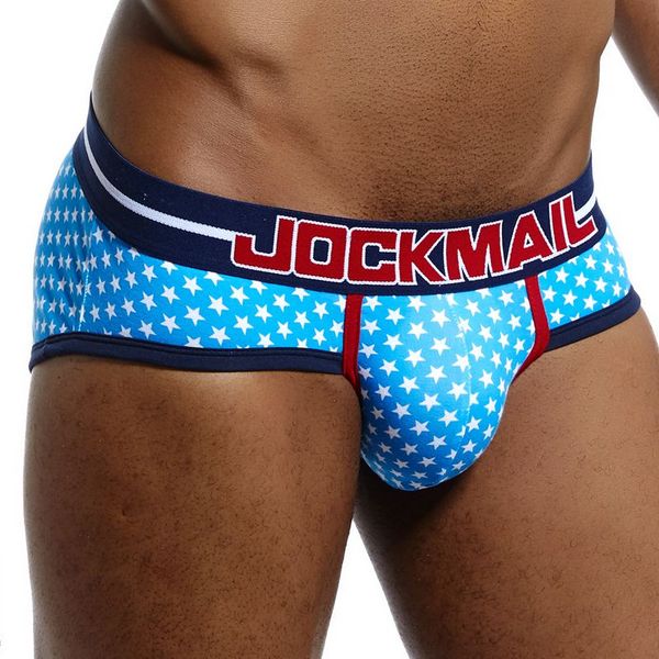 

jockmail men's underwear, cotton soft and comfortable boxer underwear, small star print low waist breathable large size briefs, Black;white
