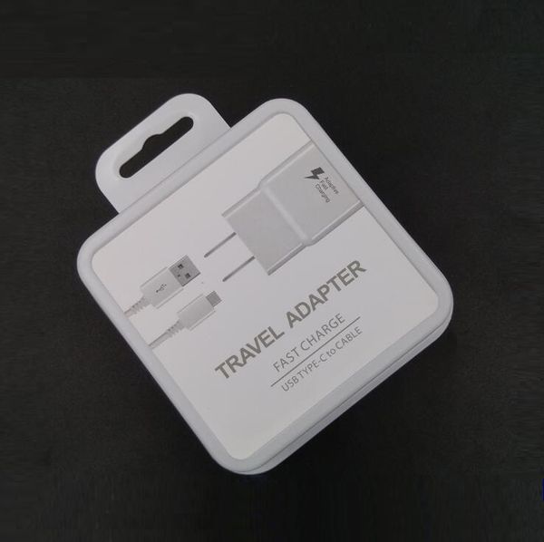 

2 in 1 us eu plug fast adaptive charger and type c cable white black color with retail packaging for samsung galaxy s8 s8 plus moto z c9 pro