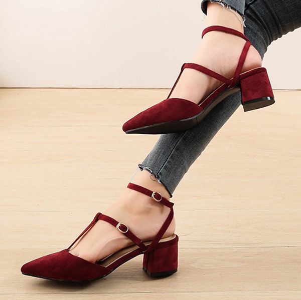 

summer sandals women shoes hollow shallow mouth sandals female thick high heel new shoes female high heels, Black