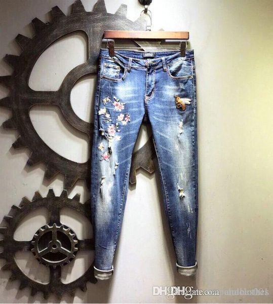 

19ss mens designer jeans designer jeans men denim black jeans embroidery pants fashionjeans de designer pour hommes, Blue