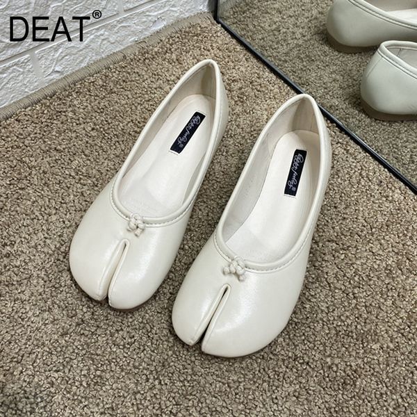 

deat] 2020 round toe shallow pu leather split toes retro single flat shoes women new spring autumn fashion tide 10i835, Black