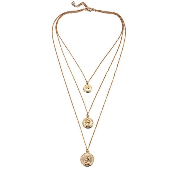 

2020 fashion coin shell pendant necklace moon multi-layer choker necklaces women holiday beach statement boho jewelry gift, Silver