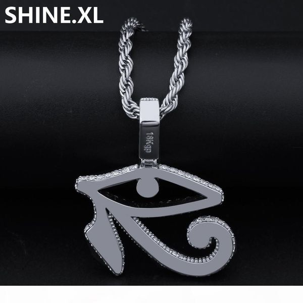 

14k gold plated the eye of horus evil eye necklace pendant iced out micro paved cubic zircon charm bling jewelry, Silver