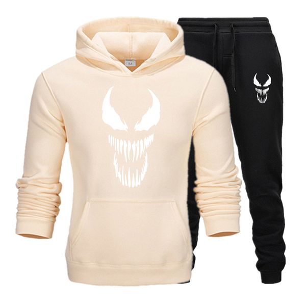 

winter autumn women hoodie sweatshirt jacket+ joggers sweatpants man printing suits sportwear tracksuit fight color brand, Black