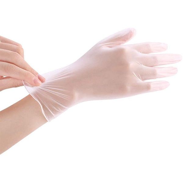 

100 pack clear vinyl gloves disposable pvc gloves latex powder non-sterile food safe examination gloves