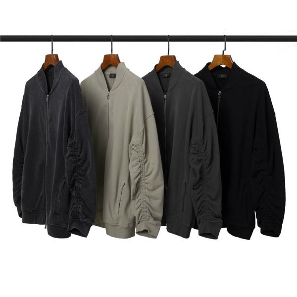 

black distressed bomber jacket ruched sleeve raglan streetwear, Black;brown