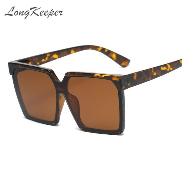 

longkeeper leopard oversized square sunglasses women fashion 2020 trend rimless eyewear for men flat shades uv400, White;black