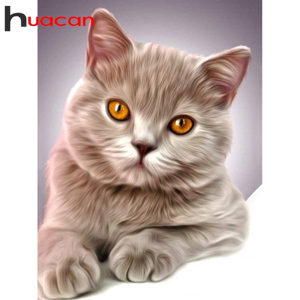 

huacan 5d diy алмаз картина full square / круглый cat алмазный вышивка крестом животных домашнее украшение ремесленная