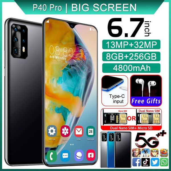 

p40pro приграничного горячей точка 6,7-дюймовый android телефон восемь-жильных капли воды большого экран смартфон