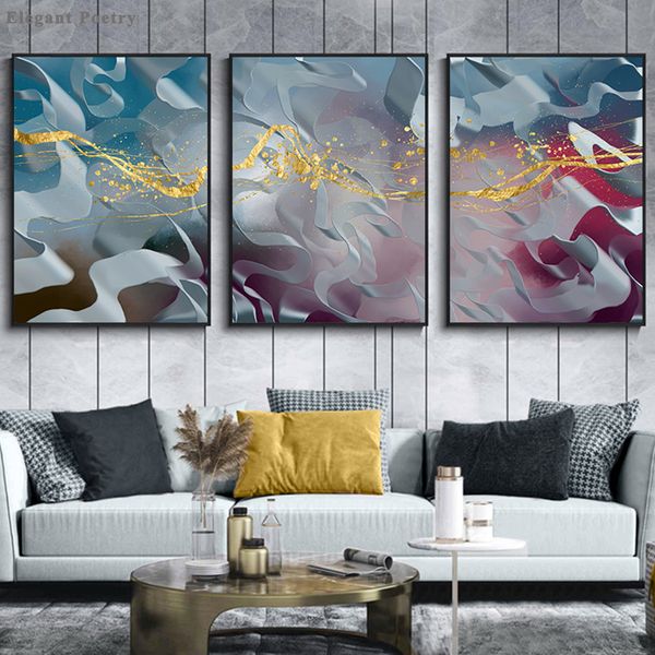 

лента золотой фольги линии абстрактные poster wall art print современный стиль холст живописи тушью nordic декоративная фотография home deco