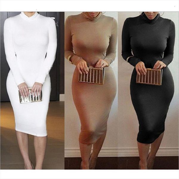 

women dress autumn turtleneck slim long sleeve bodycon dress fashion high neck club sheath wrap dresses designer clothes, Black;gray