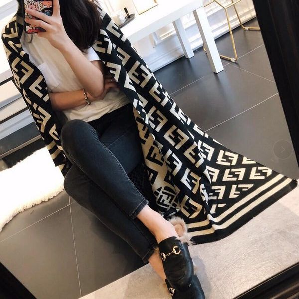 

2020 cashmere women winter f double-sided classic letter beast dancing girl lady female fashion wool warm tassel scarf shawl, Blue;gray