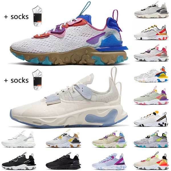 

new arrived react element 55 epic react vision pn dust 87 women mens running shoes university gold triple black ceramic trainers sneaker, White;red