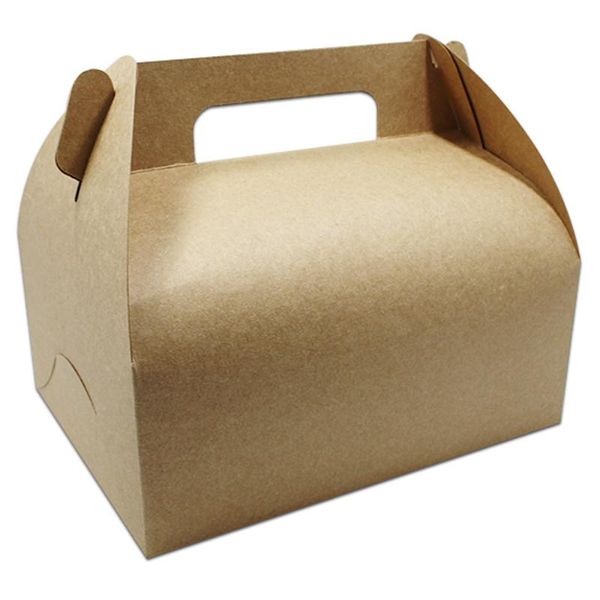 

gift wrap dhl 150pcs/lot many sizes kraft paper cake packaging box with handle white and brown packing for package