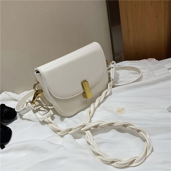 

solid color saddle bag 2020 fashion new quality pu leather women's designer handbag weave shoulder strap shoulder messenger bag