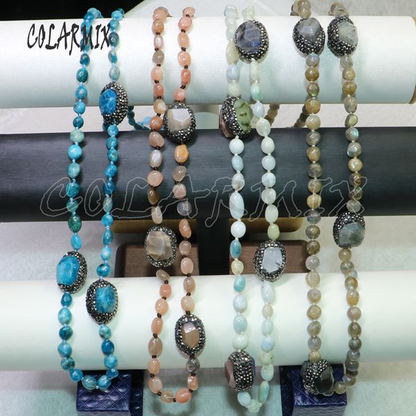 

chains 2pcs wholesale jewelry necklace fashion long beaded handmade gift for lady strand 6102, Silver