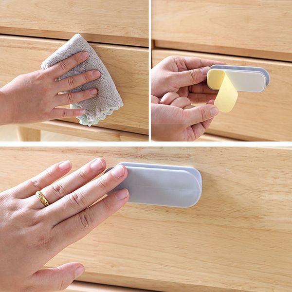 

2pcs window pull door handle drawer wardrobe paste on self adhesive abs oval