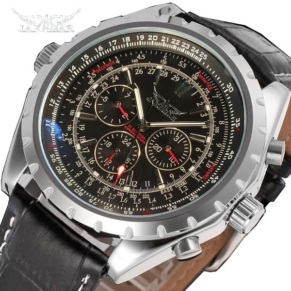 

jaragar men watch mens fashion mechanical watches man casual business waterproof wristwatch relogio masculino, Slivery;brown