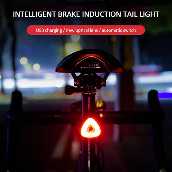 

bike lights intelligent induction bicycle taillight brake light usb charging waterproof cycling front rear tail safety warning li