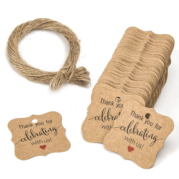 

100pcs wedding decoration party hanging wrap gift tag paperboard thank you