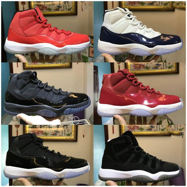 

new jumpman 11 space jam cushion mens kids basketball shoes 96 night bred black gold 11s leather trainers sneakers