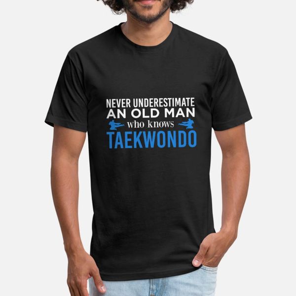 

never underestimate an old man who knows taekwondo t shirt men knitted short sleeve round collar costume cute building summer style shirt