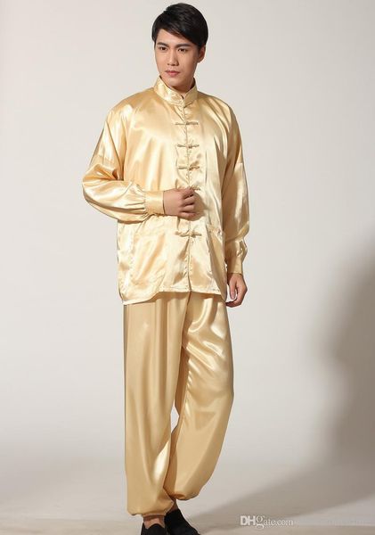 

silk feeling garment china traditional tang suit morning exercise wushu cloths adults tai chi cloths, Black;red