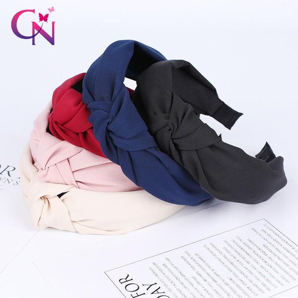 

hoops hairbands cn solid for knot simple side hair wide headbands cloth color girls accessories womens aefmg, Black;brown