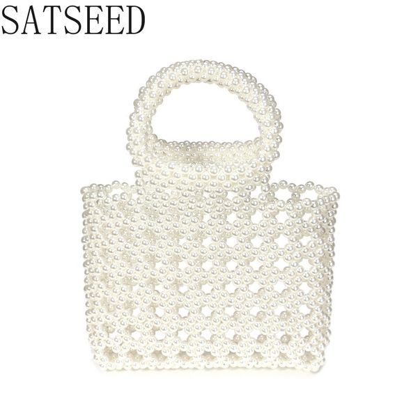 

2020 summer new pearl bag hand-woven handbag female handbag hollow fashion woven bag crossbody bags for women
